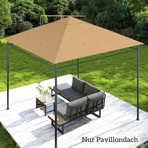Ersatzdach für Gartenpavillon 3x3m Polyester beige