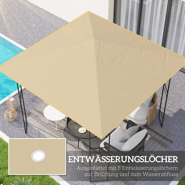 Ersatzdach Pavillon wasserabweisend aus Oxfordstoff 3x3m beige