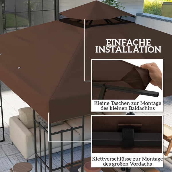Ersatzdach Pavillon Sonnenschutz wasserabweisend 3x3m braun