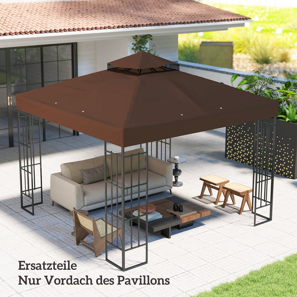Ersatzdach Pavillon Sonnenschutz wasserabweisend 3x3m braun
