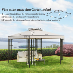 Ersatzdach für Pavillon 3x3m Cremeweiss