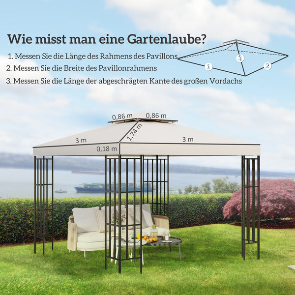 Ersatzdach für Pavillon 3x3m Cremeweiss
