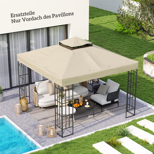 Ersatzdach Pavillon Sonnenschutz wetterfest 3x3m cremeweiss