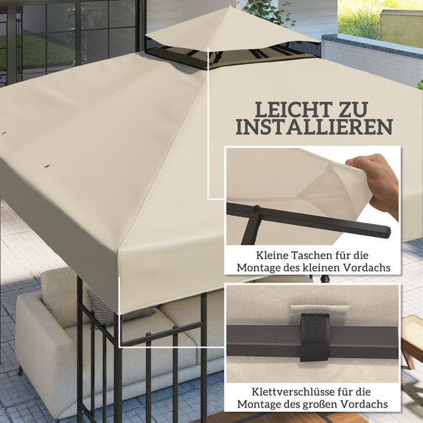 Ersatzdach Pavillon Sonnenschutz wetterfest 3x3m cremeweiss