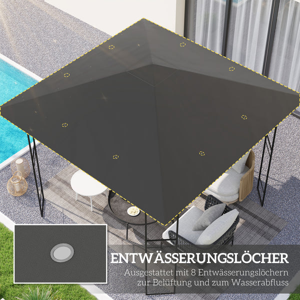 Ersatzdach für Pavillon wasserabweisend mit UV-Schutz 3x3m grau