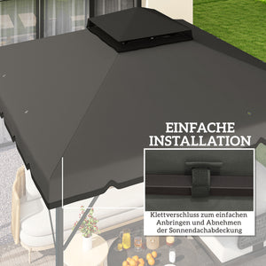 Ersatzdach für Pavillon wasserabweisend mit Doppeldach 3x3m hellgrau