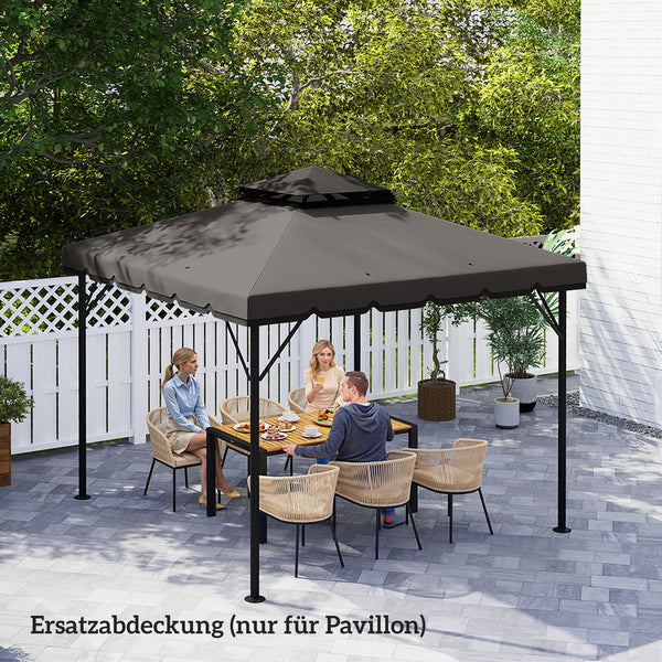 Ersatzdach für Pavillon wasserabweisend mit Doppeldach 3x3m hellgrau
