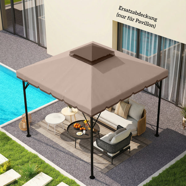 Ersatzdach Pavillon wasserabweisend mit Doppeldach 3x3m khaki