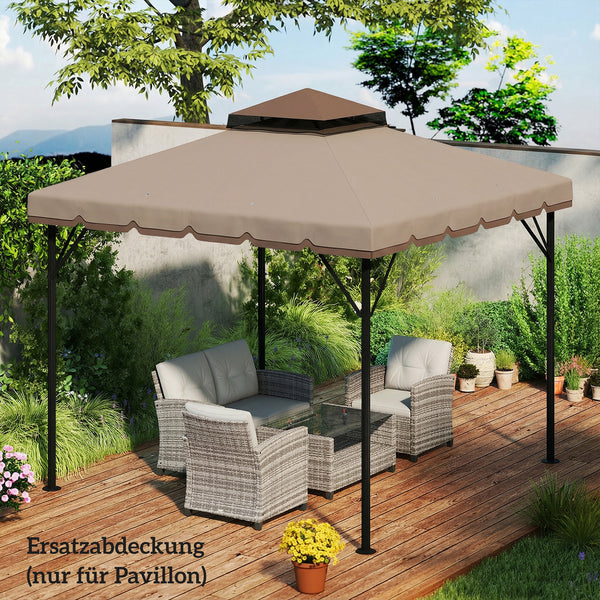 Ersatzdach Pavillon wasserabweisend mit Doppeldach 3x3m khaki