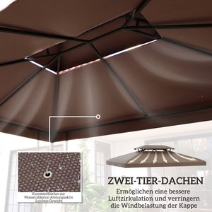 Ersatzdach Pavillon für Garten 3x4m Polyester braun
