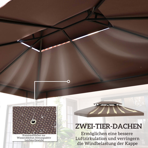 Ersatzdach Pavillon für Garten 3x4m Polyester braun