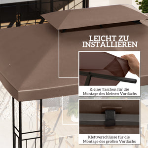 Ersatzdach Pavillon für Garten 3x4m Polyester braun