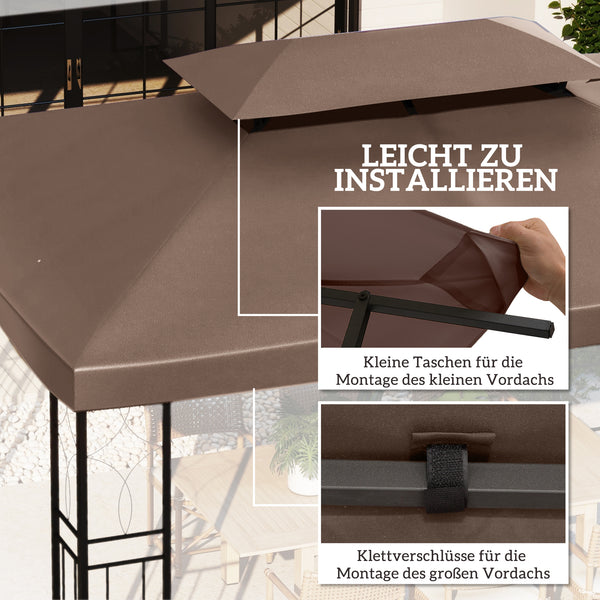 Ersatzdach Pavillon für Garten 3x4m Polyester braun