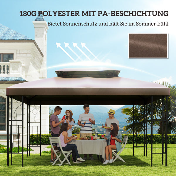 Ersatzdach Pavillon für Garten 3x4m Polyester braun