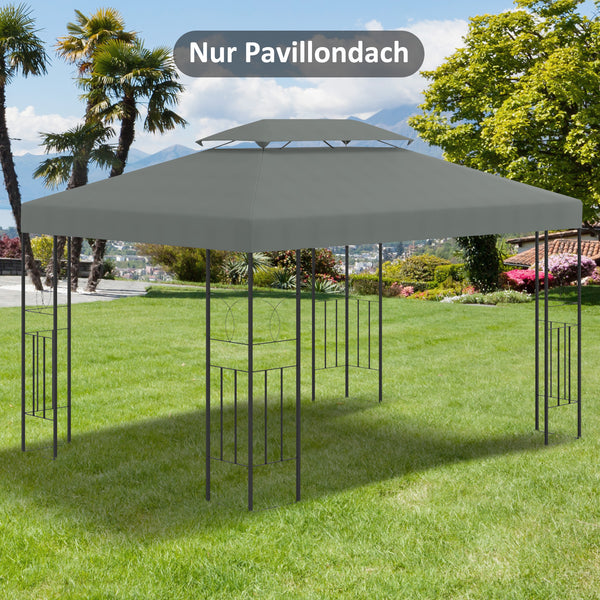 Ersatzdach für Pavillon 3x4m Polyester Dunkelgrau