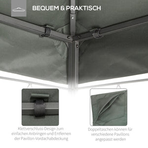 Ersatzdach für Pavillon 3x4m Polyester Dunkelgrau