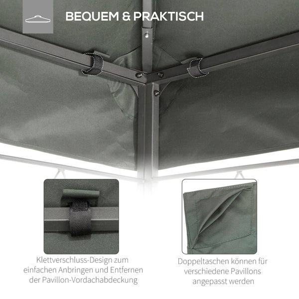 Ersatzdach für Pavillon 3x4m Polyester Dunkelgrau