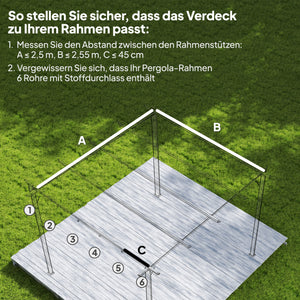 Ersatzdach für Pavillon wasserdicht 3x3m dunkelgrau