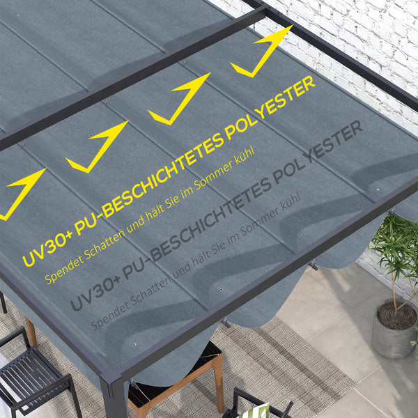 Ersatzdach Pergola 3x25 m mit UV-Schutz Dunkelgrau
