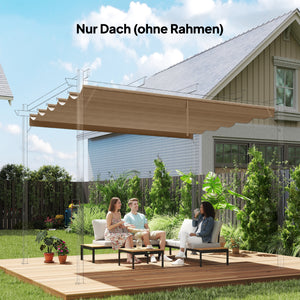 Ersatzdach für Pergola wetterfest einziehbar 3x3m braun