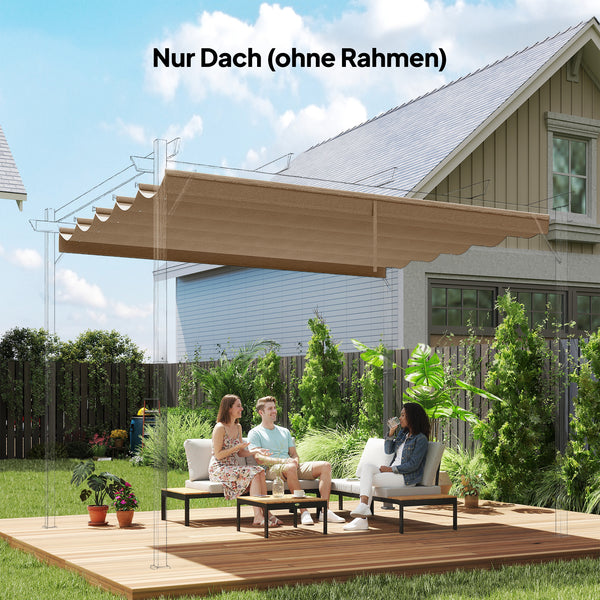Ersatzdach für Pergola wetterfest einziehbar 3x3m braun