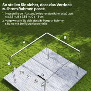 Ersatzdach für Pergola wetterfest einziehbar 3x3m braun
