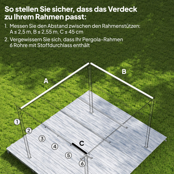 Ersatzdach für Pergola wetterfest einziehbar 3x3m braun