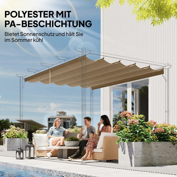 Ersatzdach für Pergola wetterfest einziehbar 3x3m braun