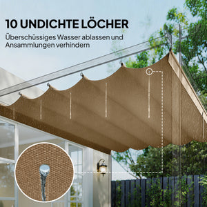 Ersatzdach für Pergola wetterfest einziehbar 3x3m braun