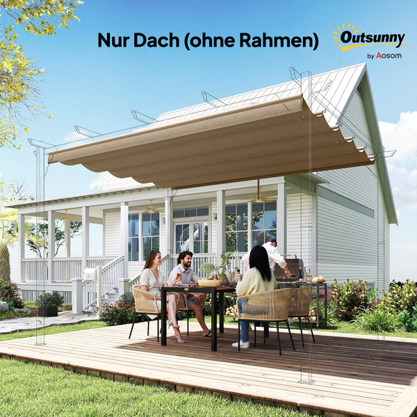 Ersatzdach für Pergola wetterfest einziehbar 3x3m braun