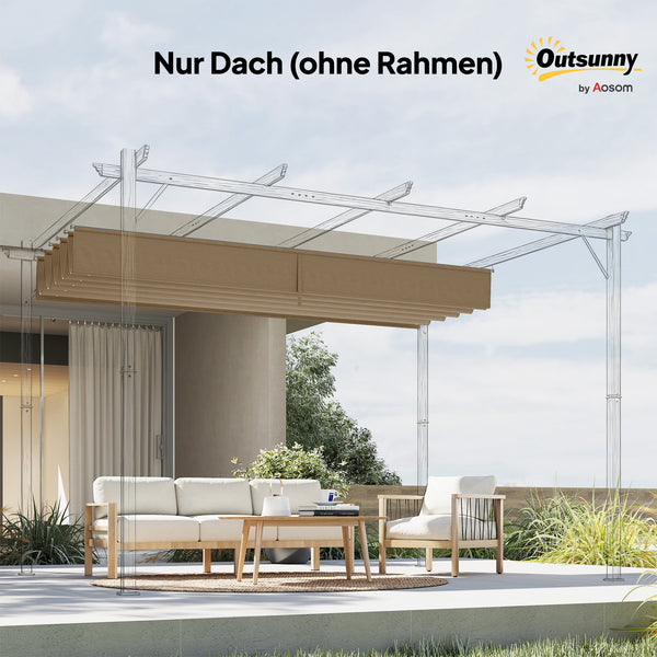 Ersatzdach für Pergola wetterfest einziehbar 3x3m braun