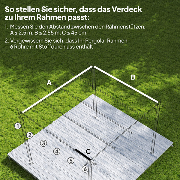 Ersatzdach für Pergola wetterfest einziehbar regenfest 3x3m