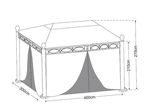 Dachplane für Pavillon RIVOLI 3x4 Meter, PVC beschichtet ecru