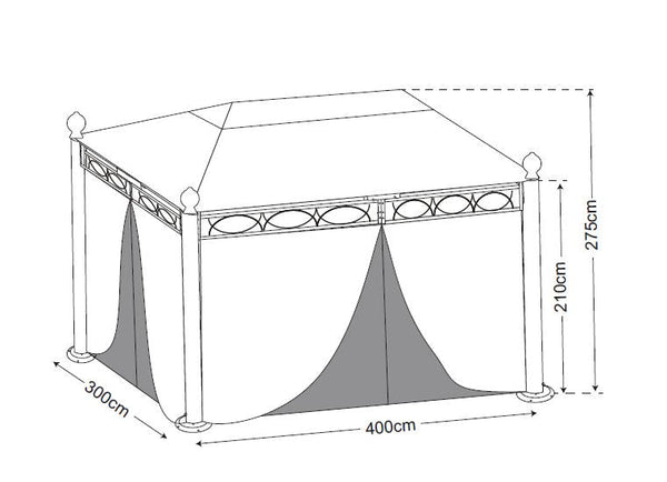 Dachplane für Pavillon RIVOLI 3x4 Meter, PVC beschichtet ecru