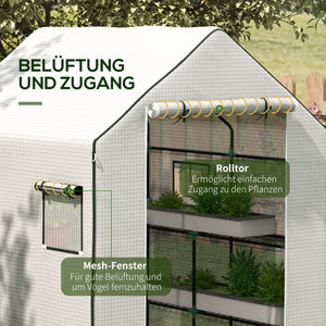 Ersatzfolie für Gewächshaus wasserdicht mit Fenster und Tür weiss