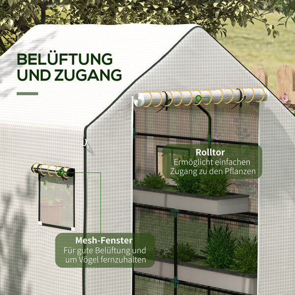 Ersatzfolie für Gewächshaus wasserdicht mit Fenster und Tür weiss