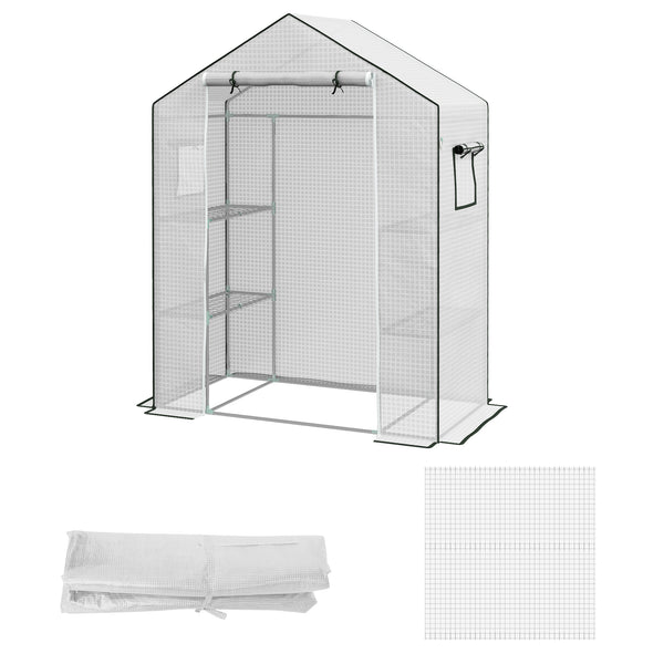Ersatzfolie mit UV-Schutz & Rolltür für Gewächshaus 140x73x190cm Weiss