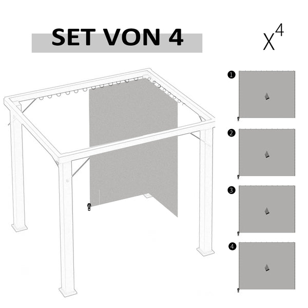 Ersatzvorhang Pavillon für Pavillon 4er Set 3x3m hellgrau