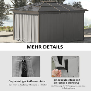 Ersatzvorhang Pavillon für Pavillon 4er Set 3x3m hellgrau