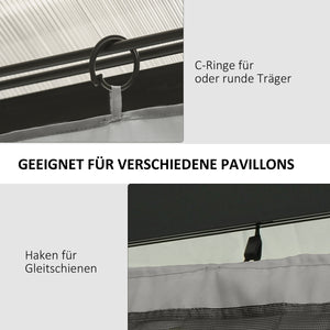 Ersatzvorhang Pavillon für Pavillon 4er Set 3x3m hellgrau
