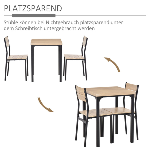 Essgruppe Esstisch Set mit 2 Stühlen klein Holzoptik schwarz