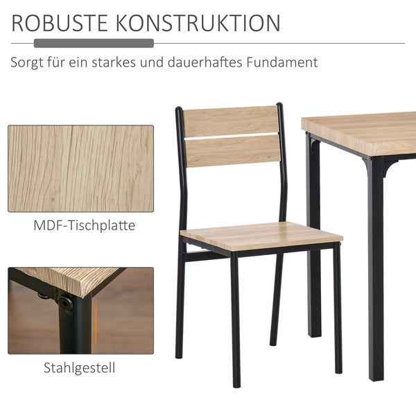 Essgruppe Esstisch Set mit 2 Stühlen klein Holzoptik schwarz