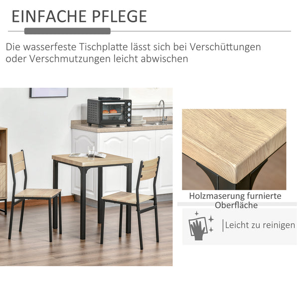 Essgruppe Esstisch Set mit 2 Stühlen klein Holzoptik schwarz