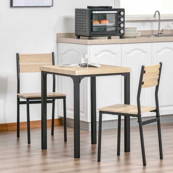 Essgruppe Esstisch Set mit 2 Stühlen klein Holzoptik schwarz