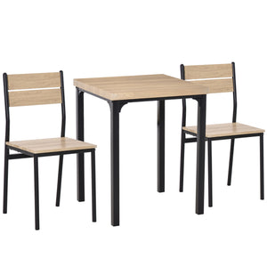 Essgruppe Esstisch Set mit 2 Stühlen klein Holzoptik schwarz