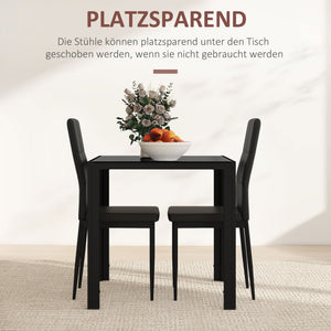 Essgruppe mit Esstisch und 2 Stühlen platzsparend schwarz
