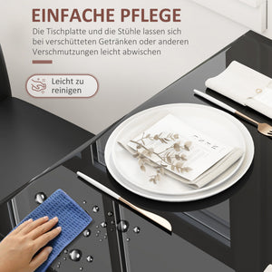 Essgruppe mit Esstisch und 2 Stühlen platzsparend schwarz