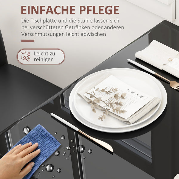 Essgruppe mit Esstisch und 2 Stühlen platzsparend schwarz