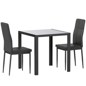 Essgruppe mit Esstisch und 2 Stühlen platzsparend schwarz