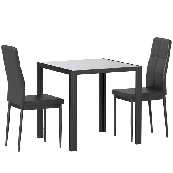 Essgruppe mit Esstisch und 2 Stühlen platzsparend schwarz